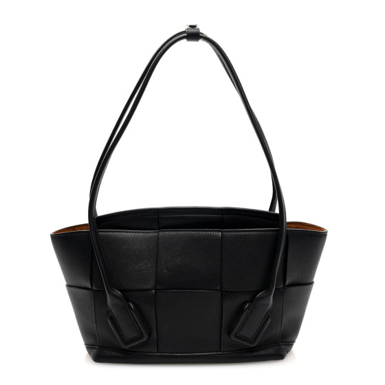 Bottega Veneta Grained Calfskin Maxi Intrecciato Small Arco Black