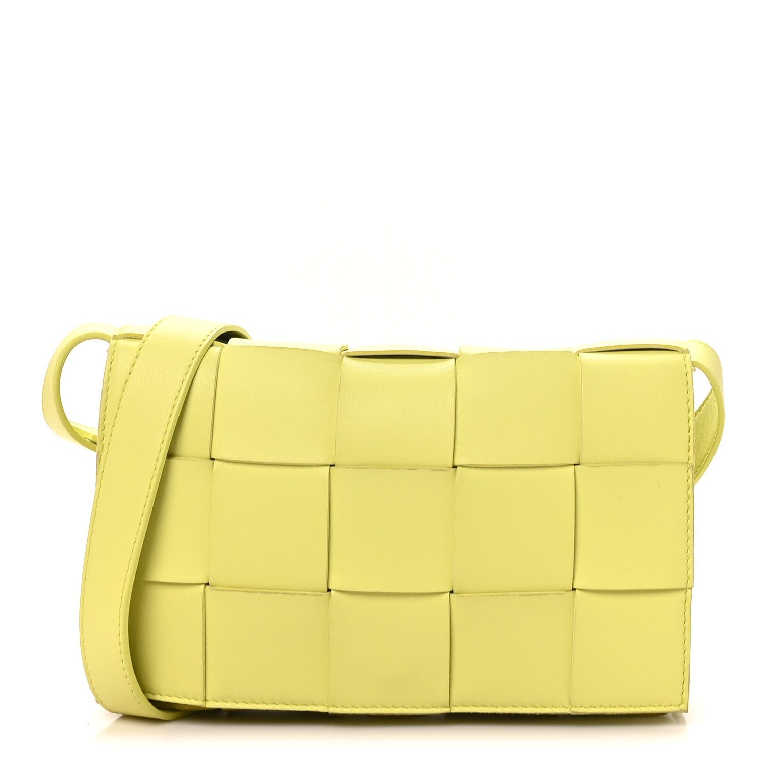 Bottega Veneta Lambskin Maxi Intreccio Cassette Crossbody Bag Seagrass