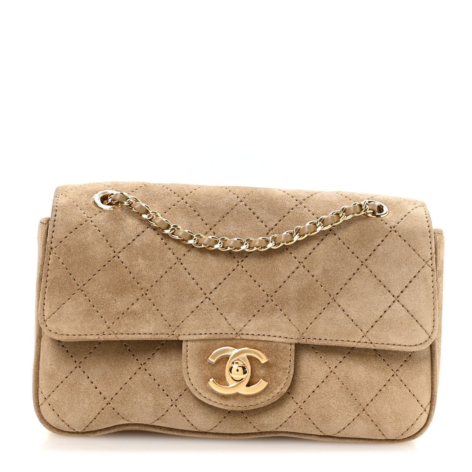 Chanel Suede Calfskin Mini Souplissimo Flap Dark Beige