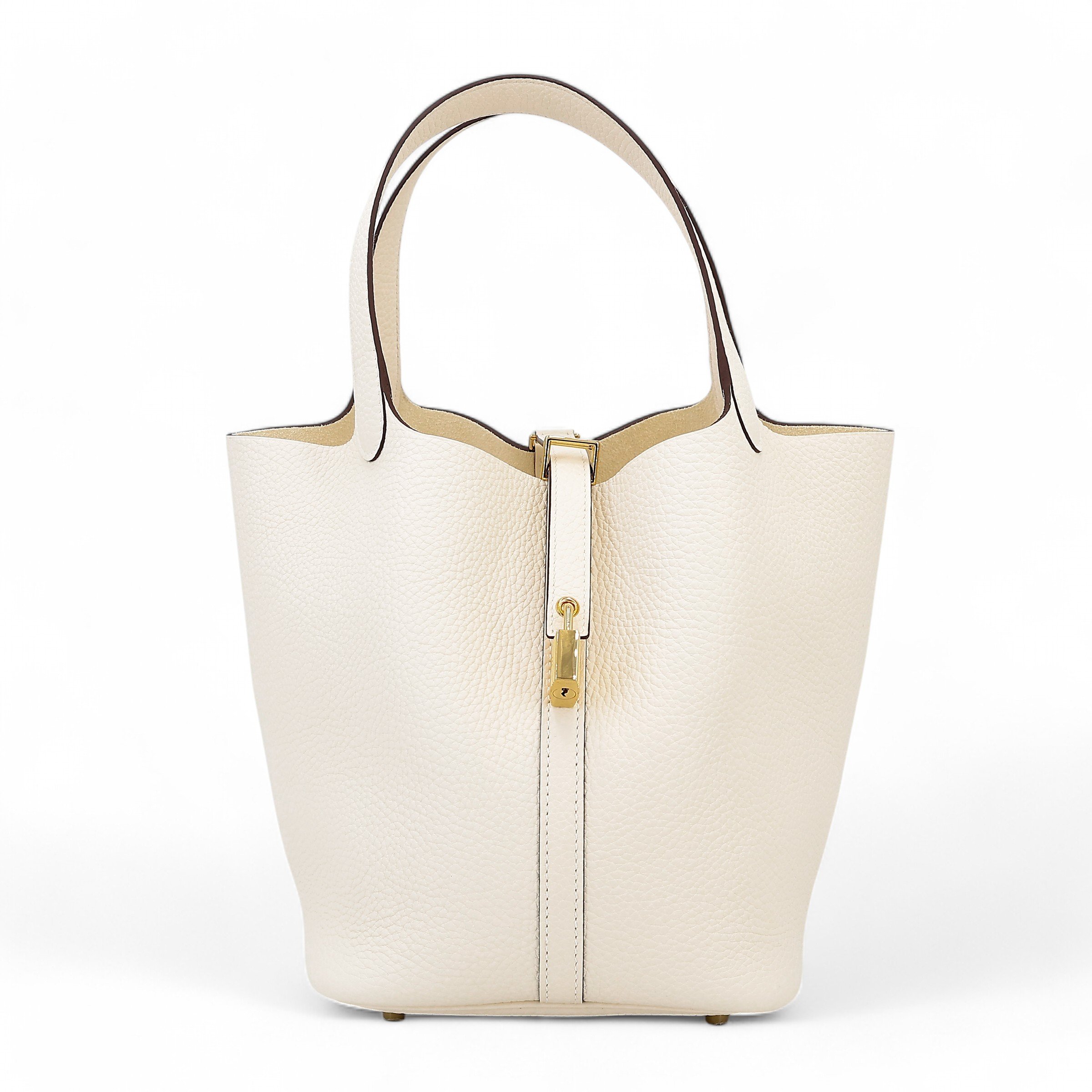 Excellent ( Rank SA ) HERMÈS Picotin Lock MM Nata (I2) Clemence Gold hardware B (2023)