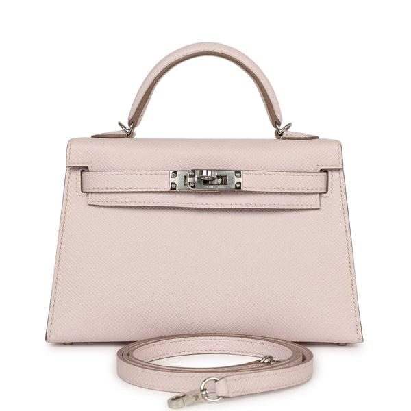 Pre-owned Hermes Kelly Sellier 20 Mauve Pale Epsom Palladium Hardware
