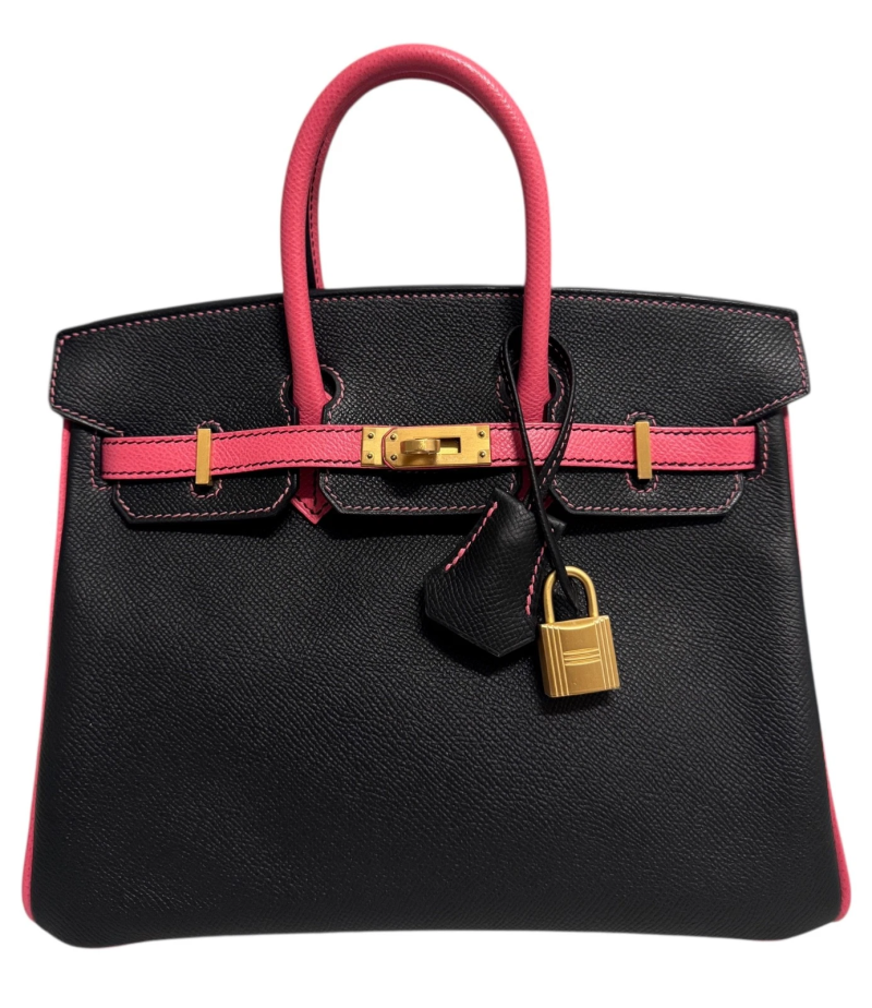 Hermes Black and Rose Azalee Epsom HSS Birkin 25 Brushed Gold Hardware, 2018