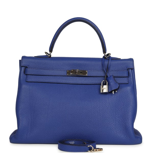 Hermes Pre-owned Hermes Kelly Retourne 35 Bleu Electric Togo Palladium Hardware