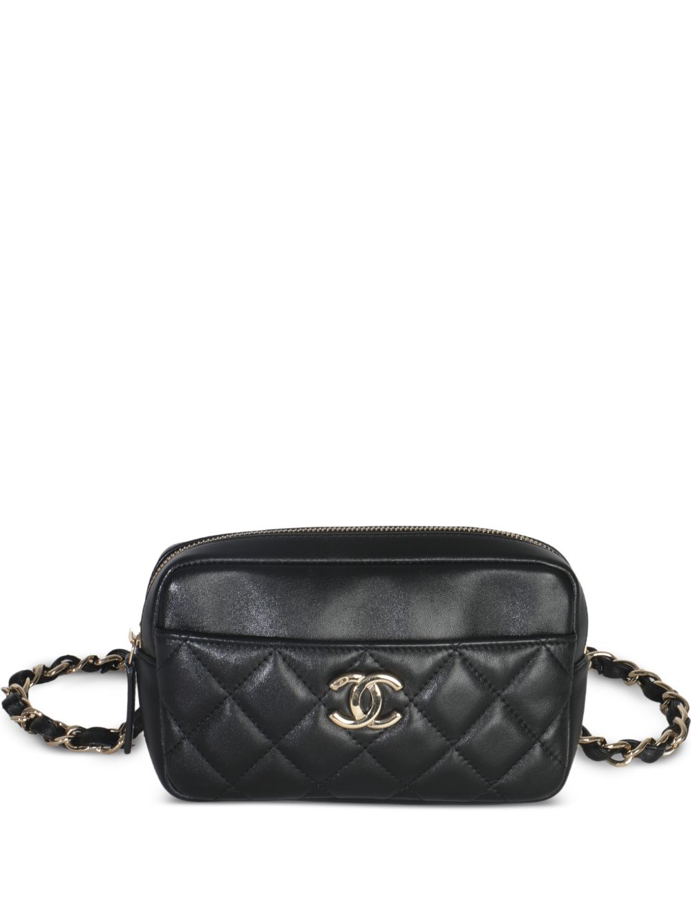 2019 Black Quilted Lambskin Front Pocket Belt bag