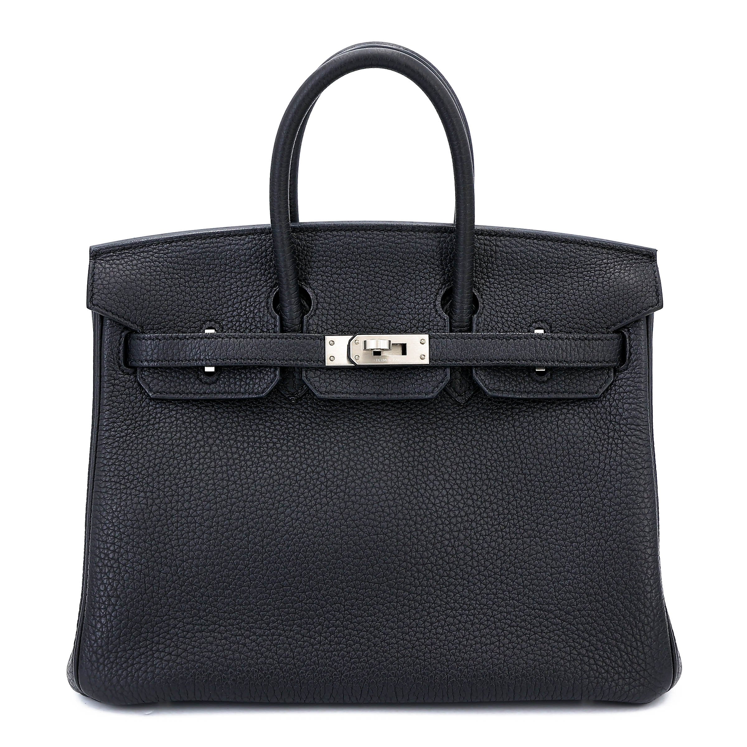 Very Good ( Rank A) HERMÈS Special Order Birkin 25 HSS Verso Noir (89) Bleu Saphir (73) Togo Brushed Palladium Z (2021)