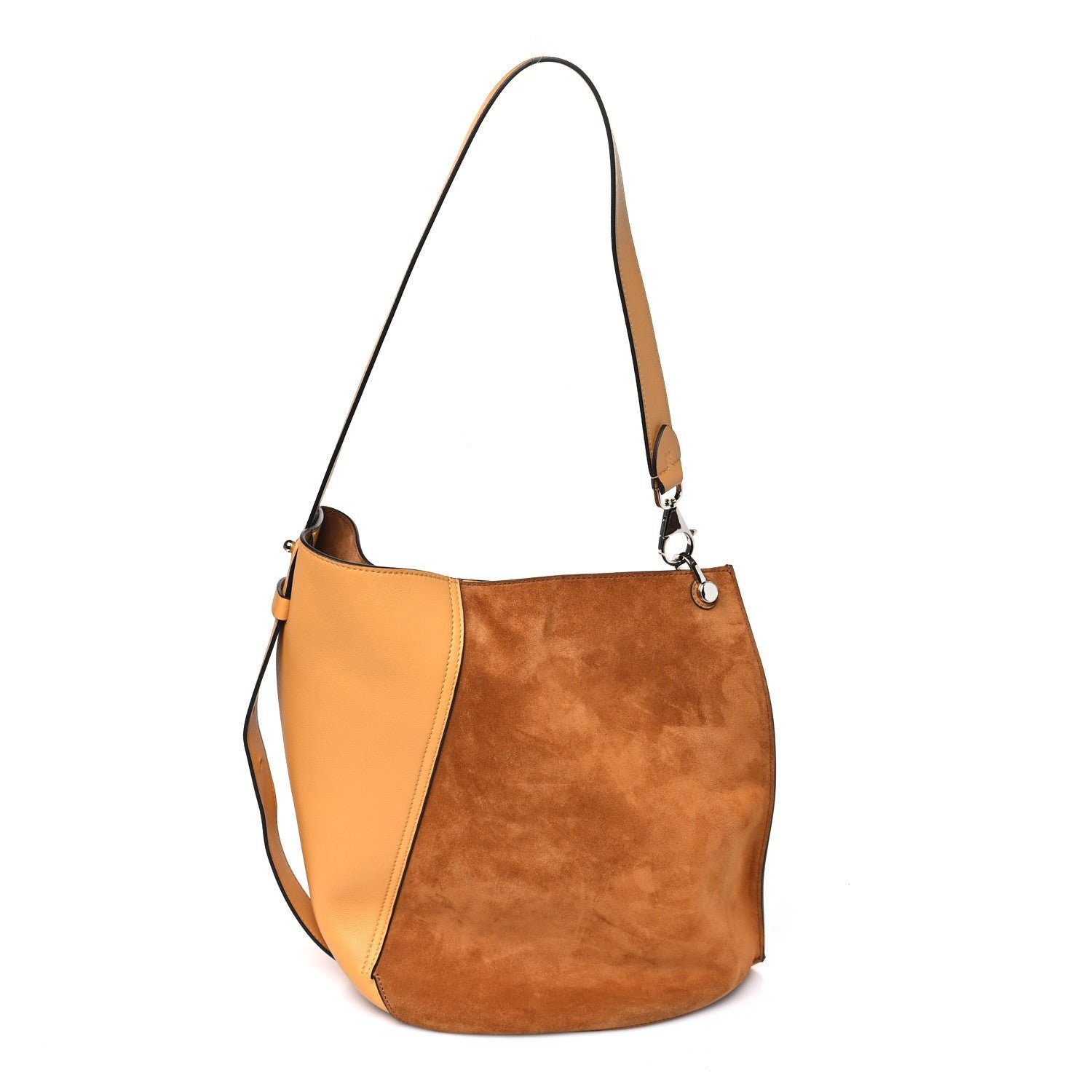 Lanvin Lanvin Suede Calfskin Hook Bag Brown Yellow