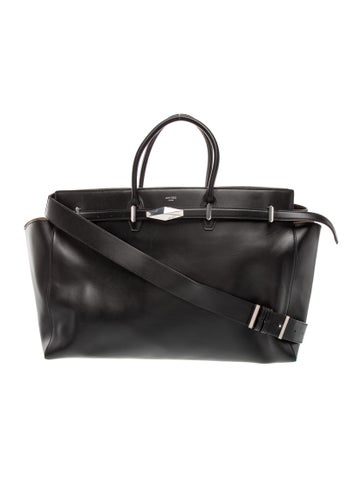 Leather Diamond Belted Tote Bag