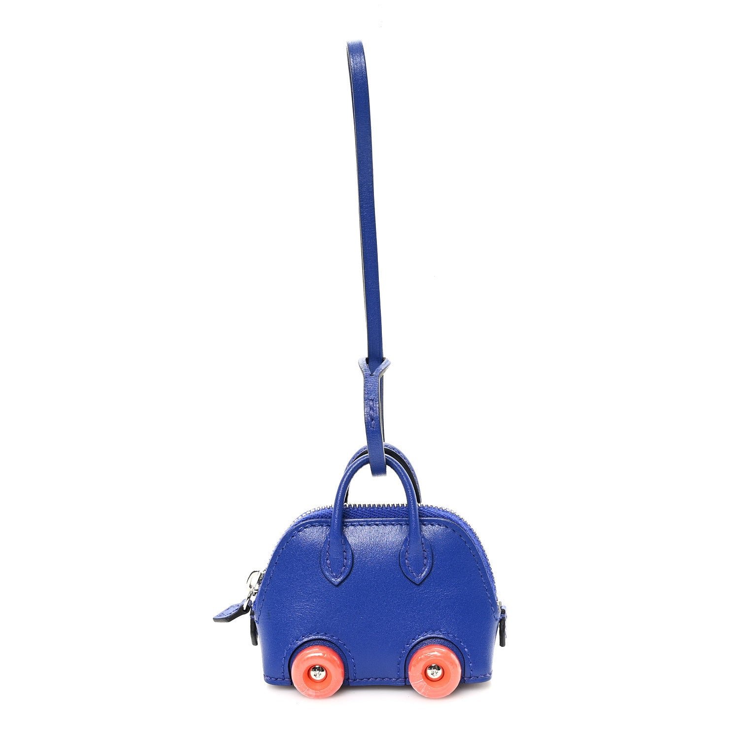 Hermes Chevre Mysore Bolide On Wheels Bag Charm Bleu Electrique