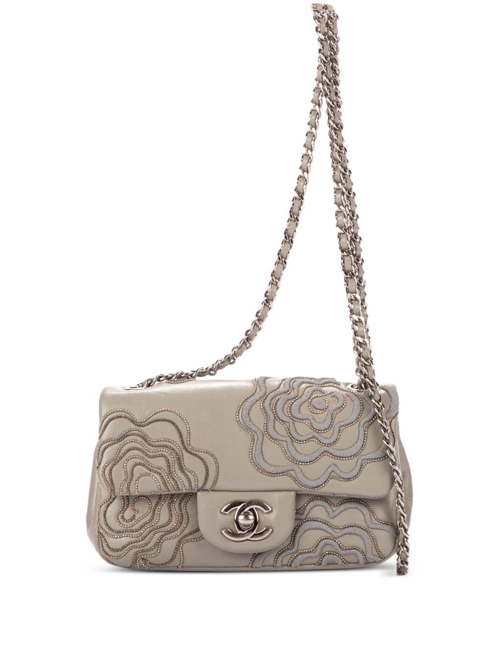 floral-appliqued crossbody bag
