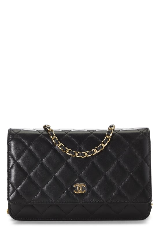 Black Quilted Lambskin Classic Wallet On Chain (WOC)