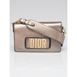 Dior Christian Dior Silver Pebbled Calfskin Leather Dio(r)evolution Flap Bag