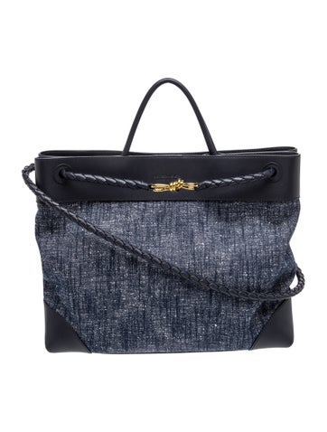 Bottega Veneta Canvas Andiamo Denim Bouclé Tote Bag Large