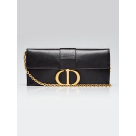 Christian Dior Black Calfskin Leather Montaigne 30 Chain Clutch Bag