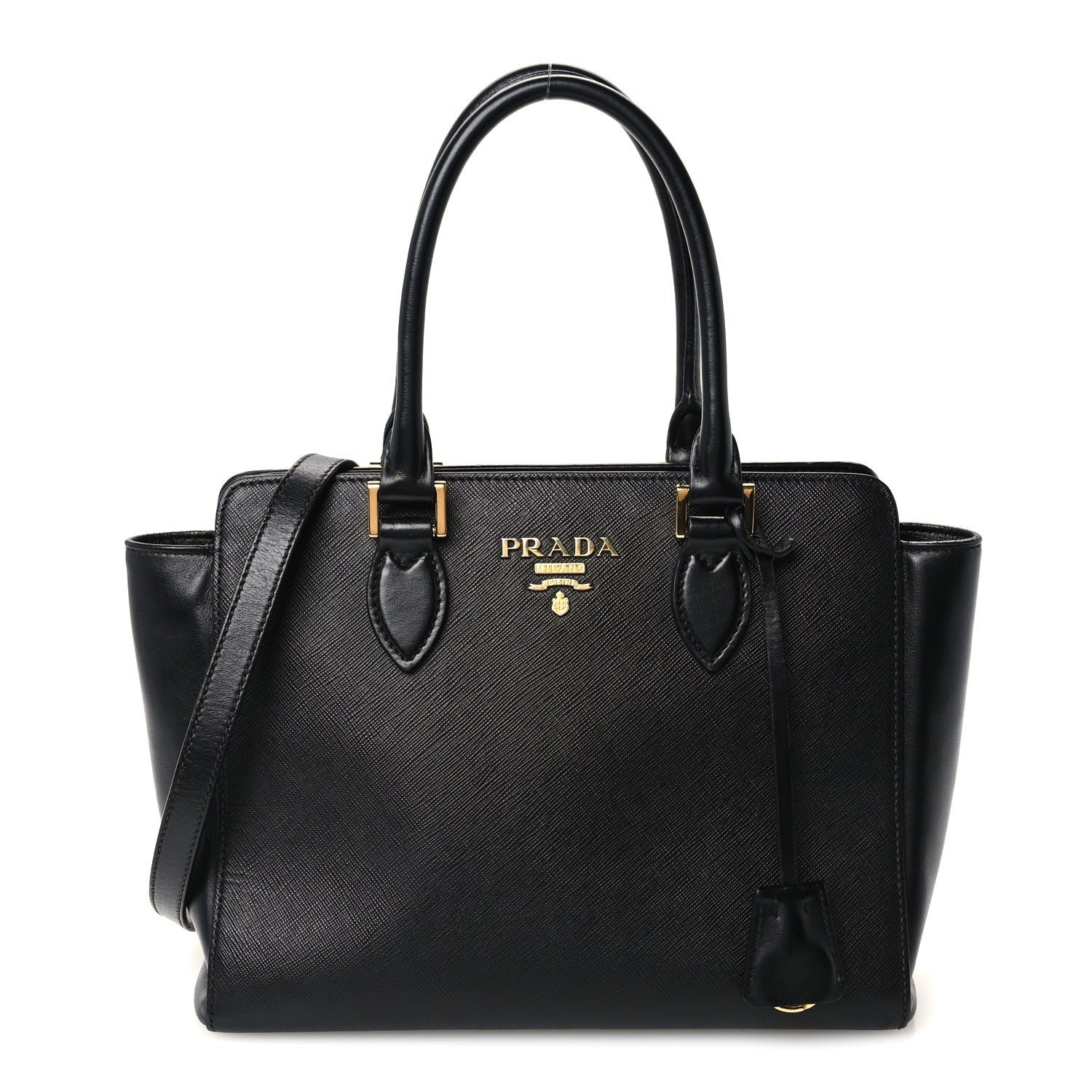 Prada Saffiano Soft Calfskin Small Zippered Tote Black