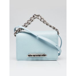 Alexander McQueen Alexander McQueen Light Blue Leather Four Ring Crossbody Bag
