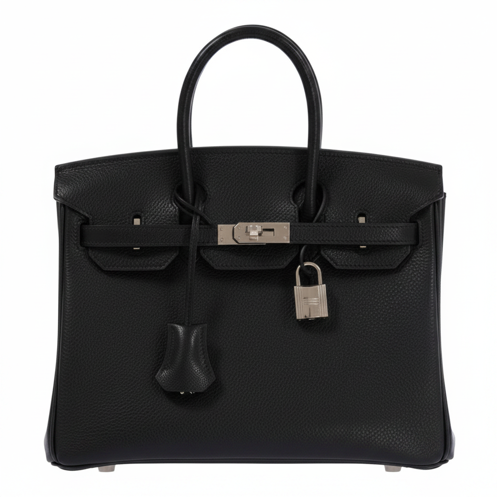 Hermes Hermès Birkin 25 Black Epsom Palladium Hardware