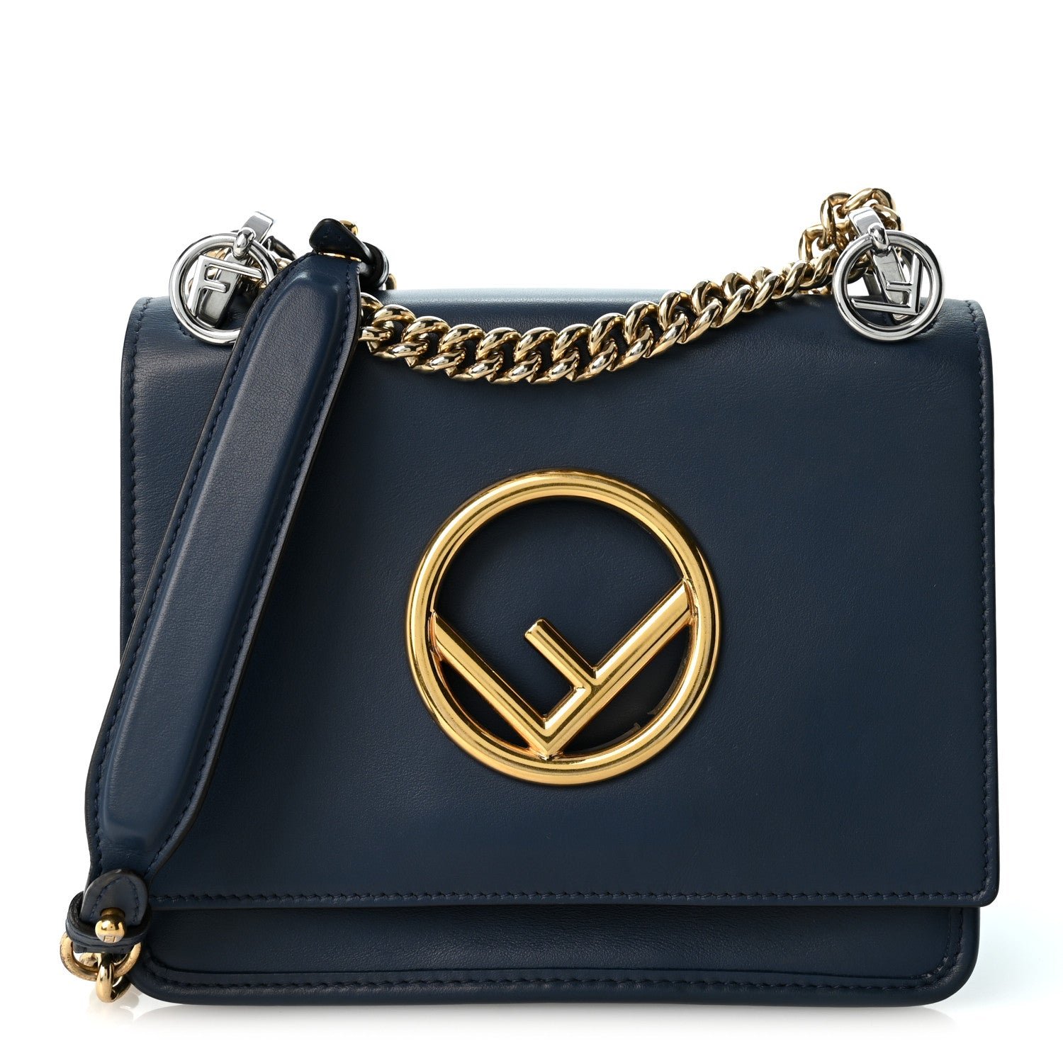 Fendi Vitello Century Opaco F is Fendi Small Kan I Shoulder Bag Blu Scuro