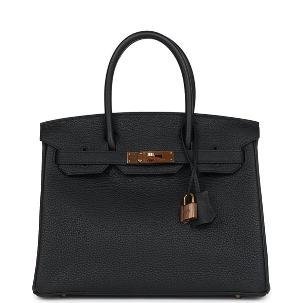 Hermes Pre-owned Hermes Birkin 30 Black Togo Rose Gold Hardware