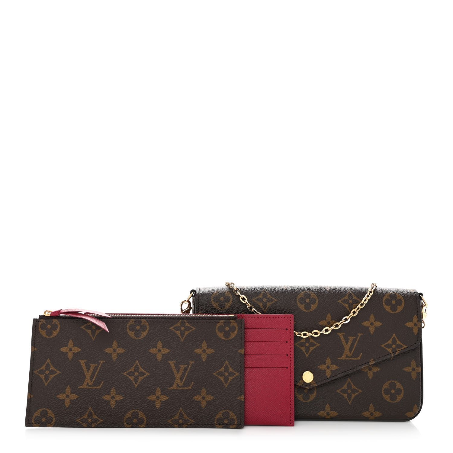 Louis Vuitton Monogram Pochette Felicie Chain Wallet Fuchsia