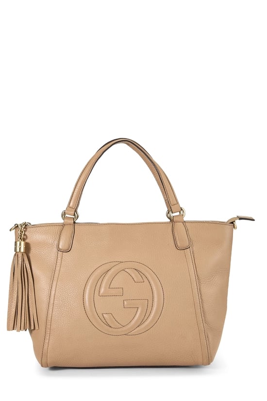Gucci Beige Grained Leather Soho Top Handle Bag