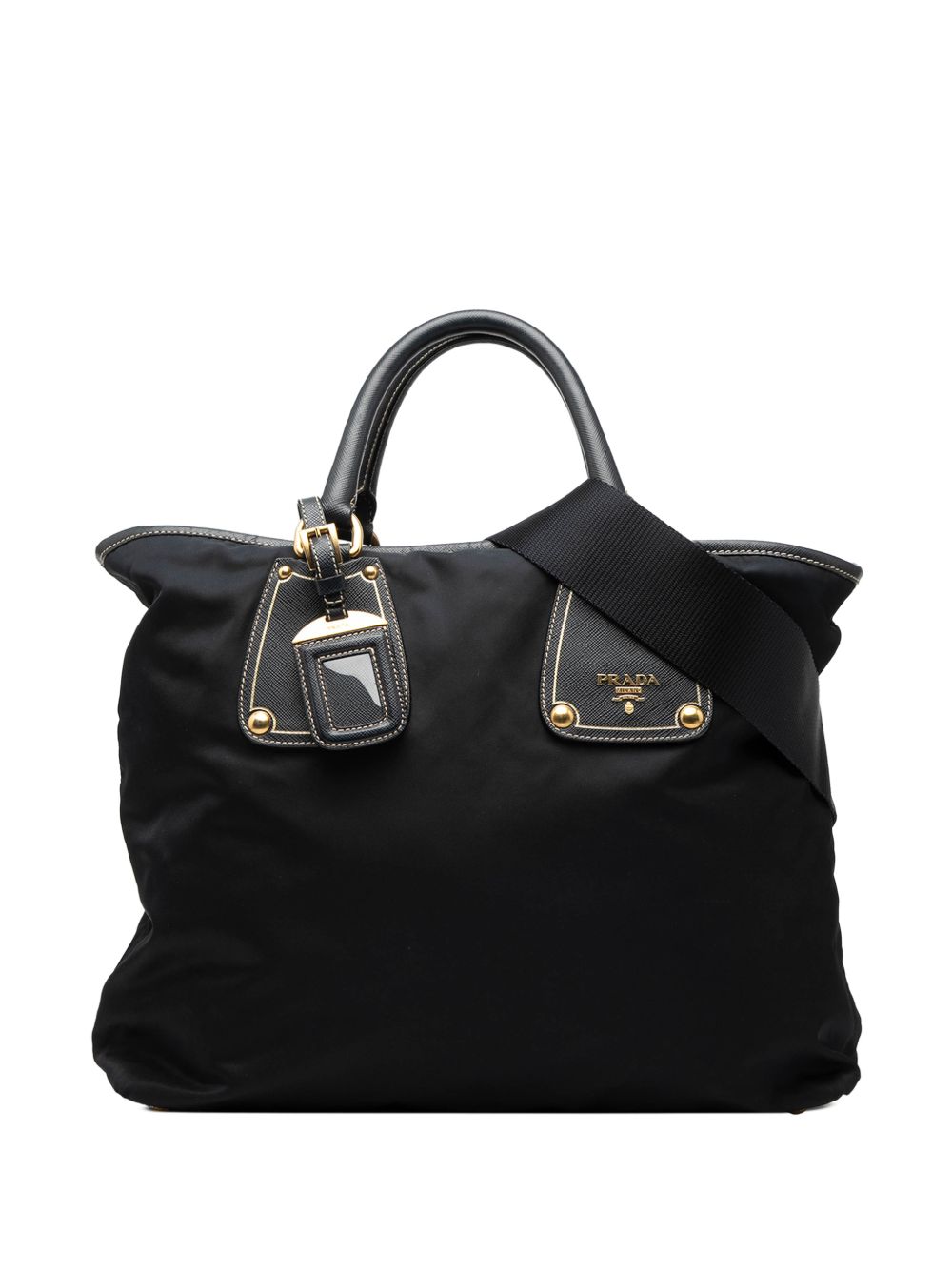 Prada 2000-2013 Saffiano Trimmed Tessuto satchel