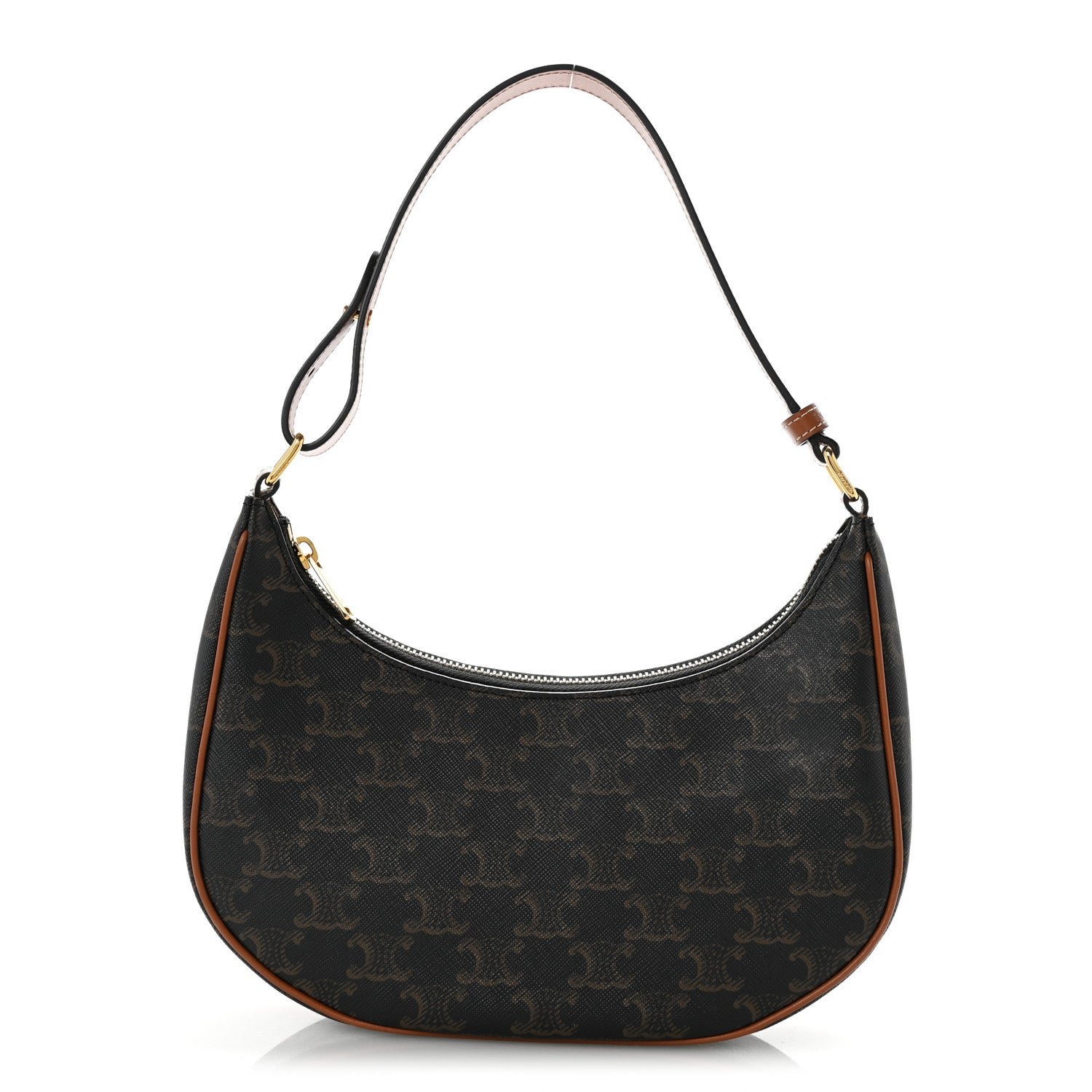 Celine Triomphe Canvas Calfskin Ava Shoulder Bag Tan