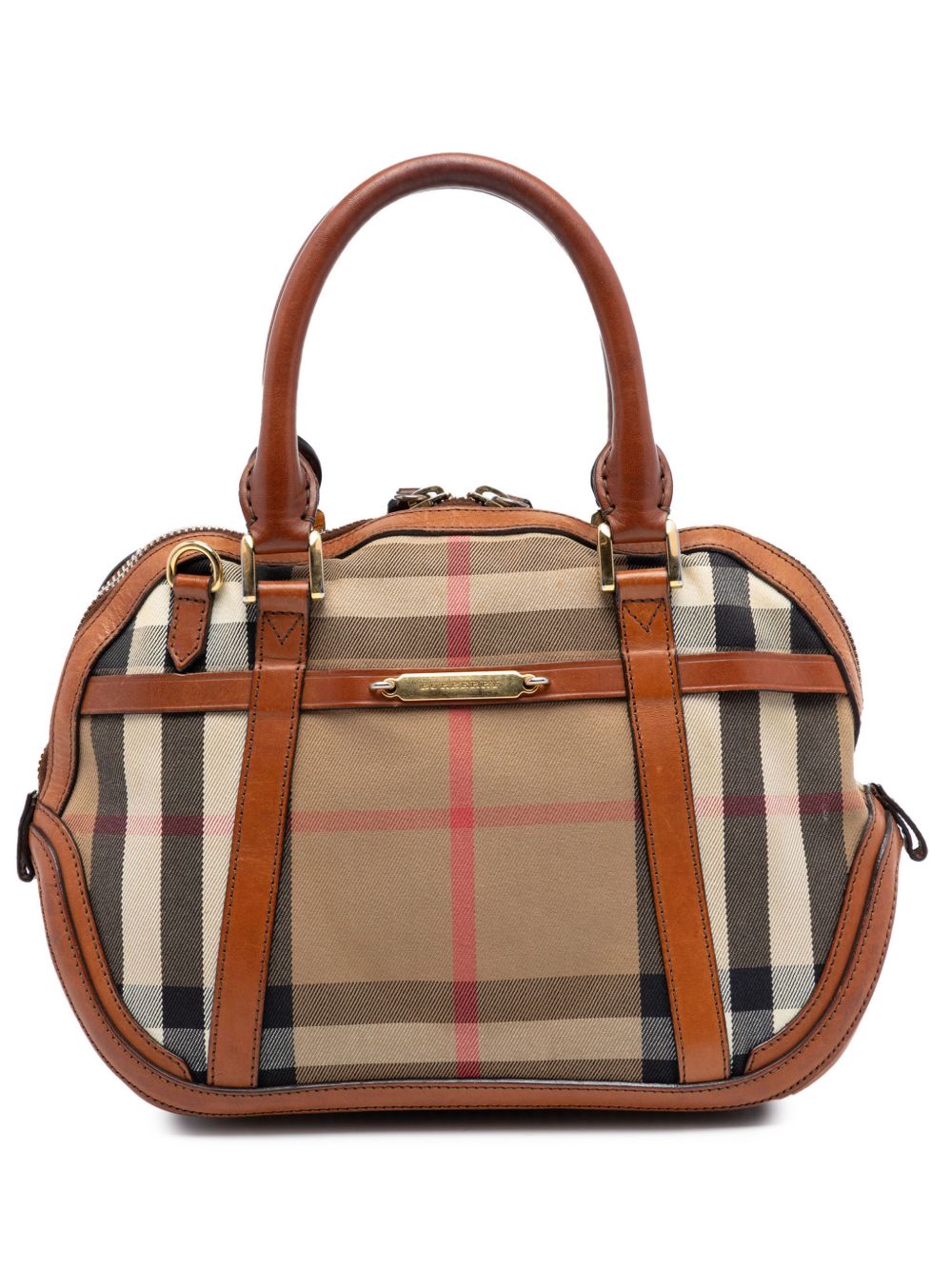 2000-2017 Small Leather Trimmed House Check Canvas Bridle Orchard satchel