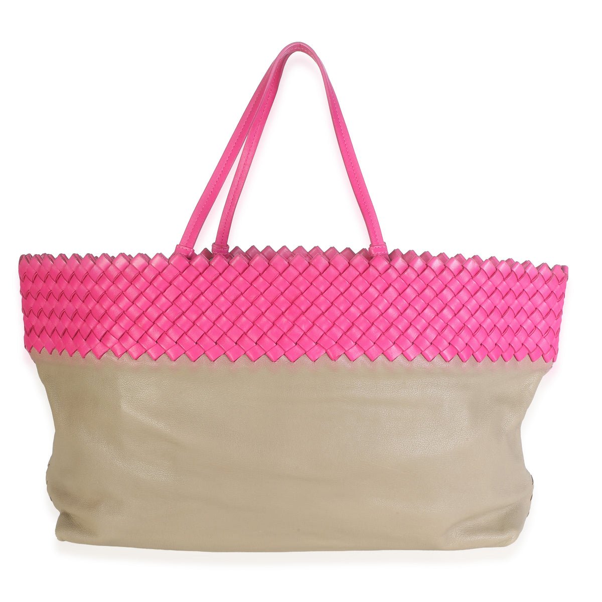 Pink Intrecciato Nappa Beige Shopper Tote