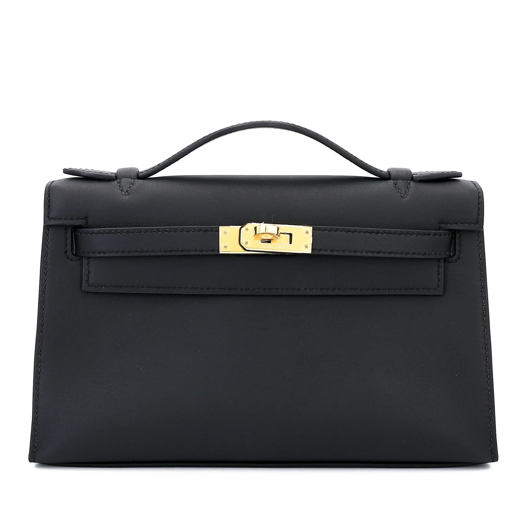 Brand New ( Rank N ) HERMÈS Kelly Pochette Noir (89) Swift Gold hardware K (2025)