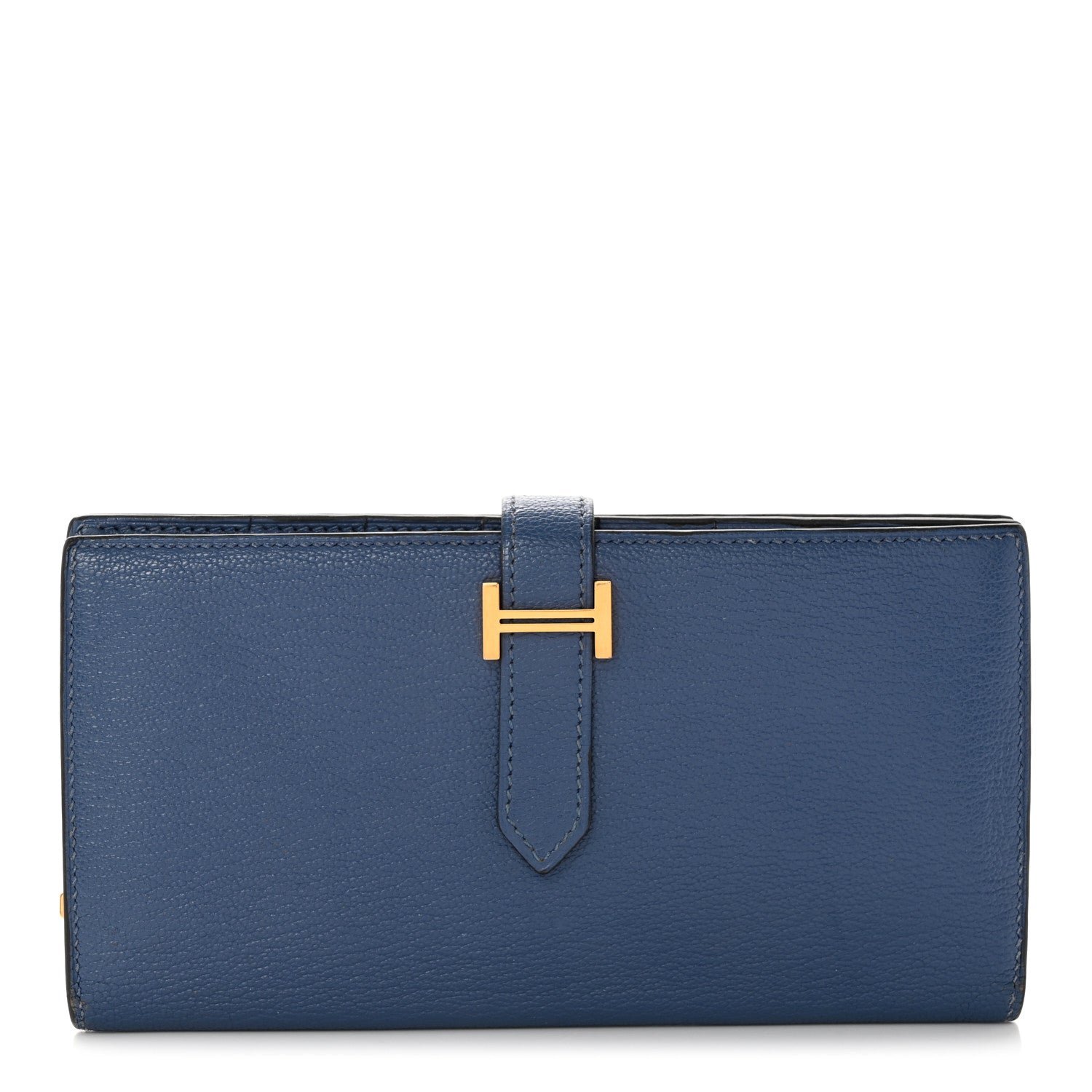 Hermes Chevre Mysore Bearn Gusset Wallet Bleu Agate