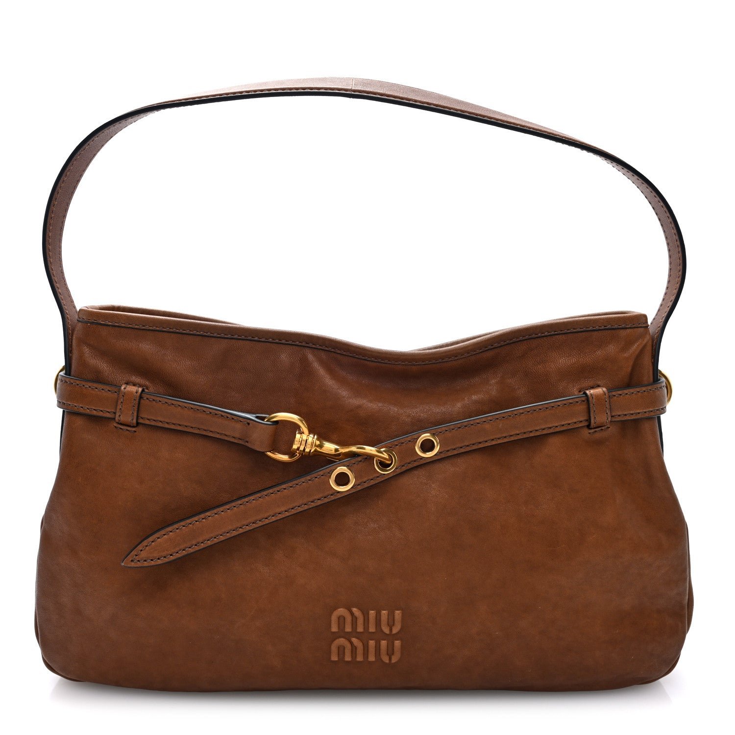 Miu Miu Nappa Large Aviator Regular Aventure Shoulder Bag Oak