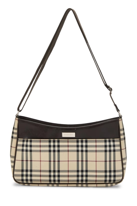 Brown House Check Nylon Crossbody Large