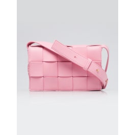 Bottega Veneta Bottega Veneta Pink Nappa Leather Maxi Weave Small Cassette Crossbody Bag