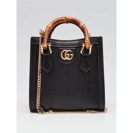 Gucci Black Pebbled Leather Diana Nano Tote Bag