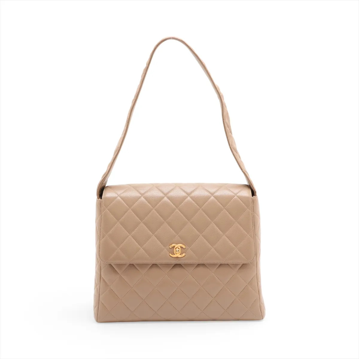 Chanel Matelasse Caviar Skin Shoulder bag Beige Gold Metal Fittings 4XXXXXX