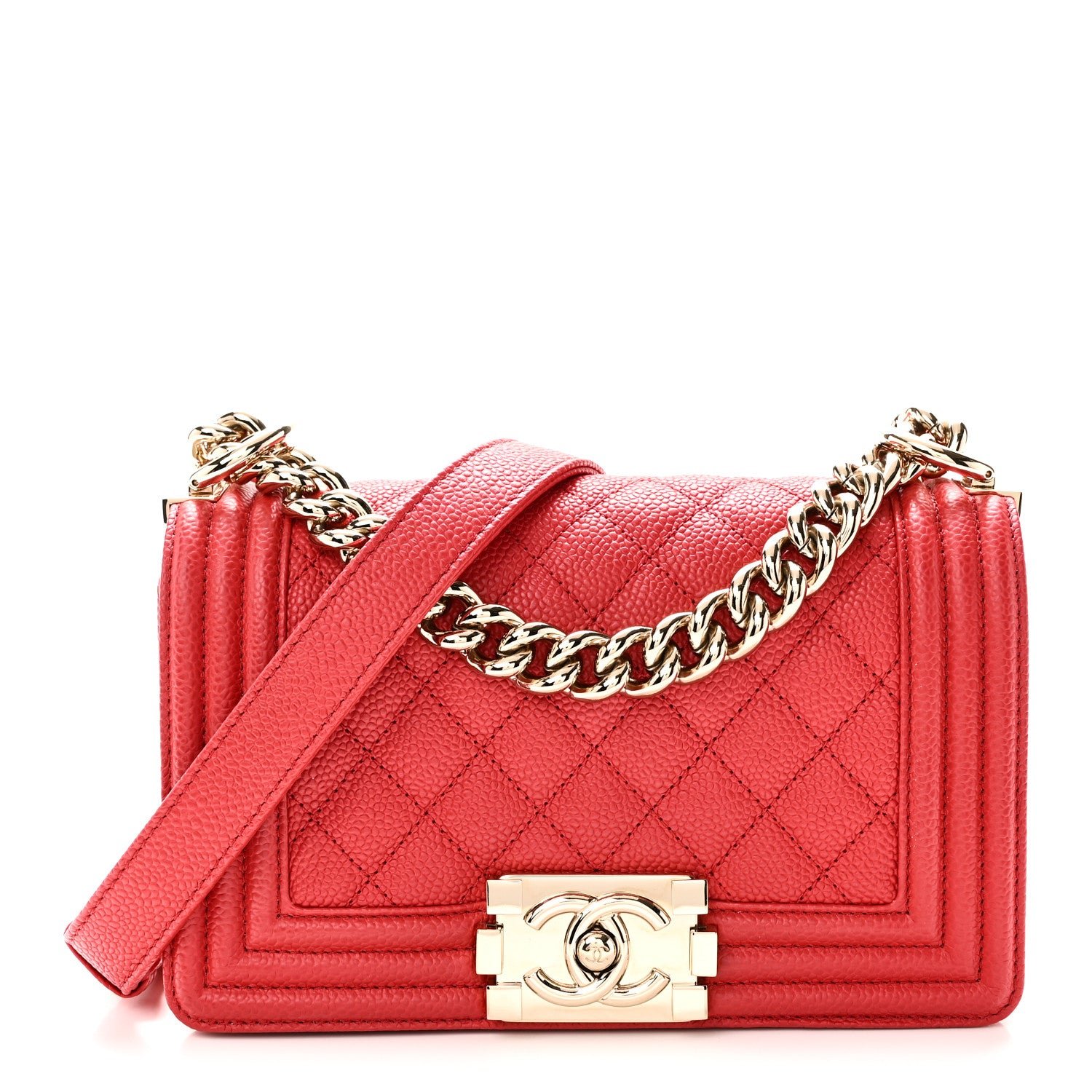 Chanel Caviar Quilted Small Boy Flap Red