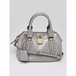 Burberry Burberry Light Grey Patent Leather Small Blaze Bowler Bag