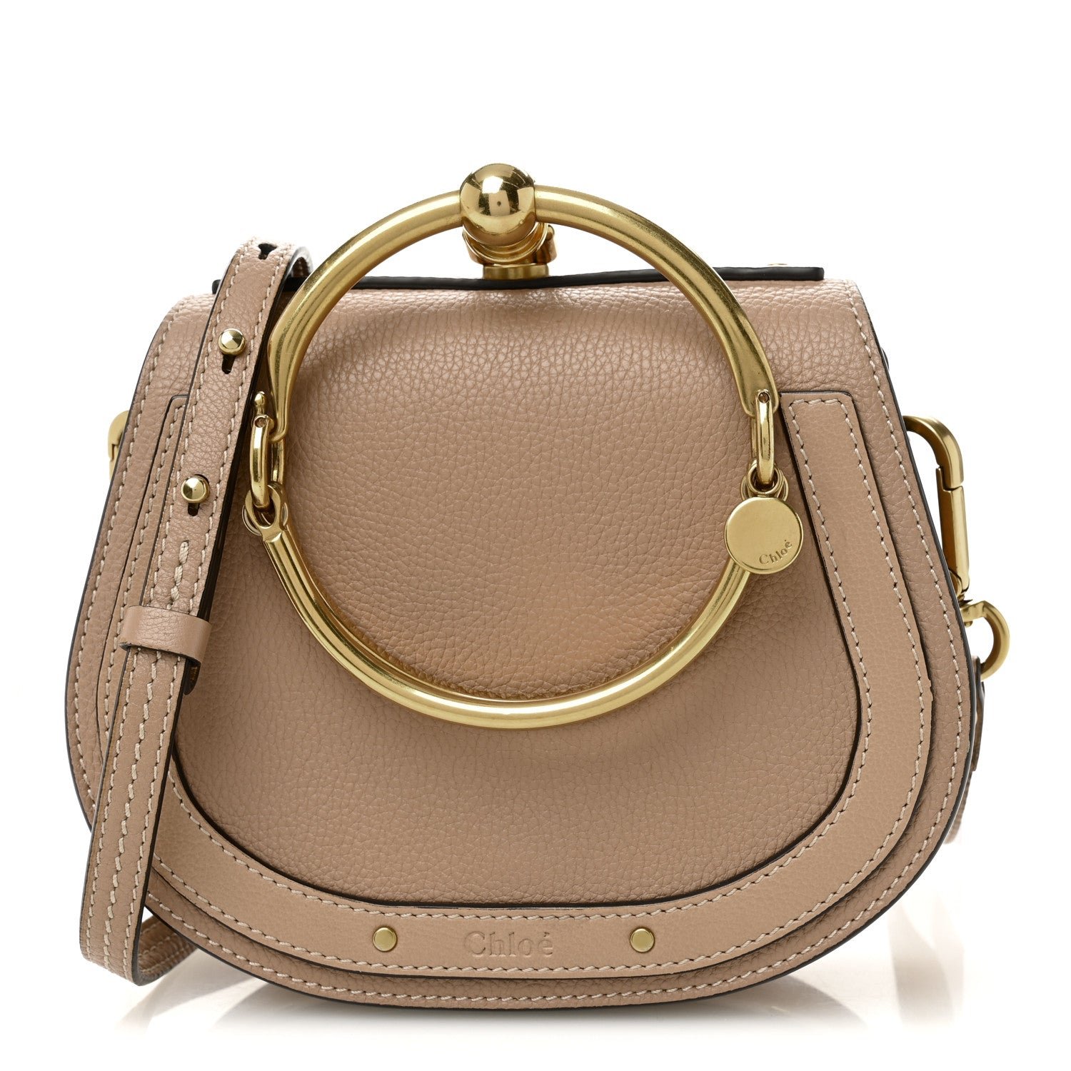 Chloe Chloe Calfskin Suede Small Nile Bracelet Bag Biscotti Beige
