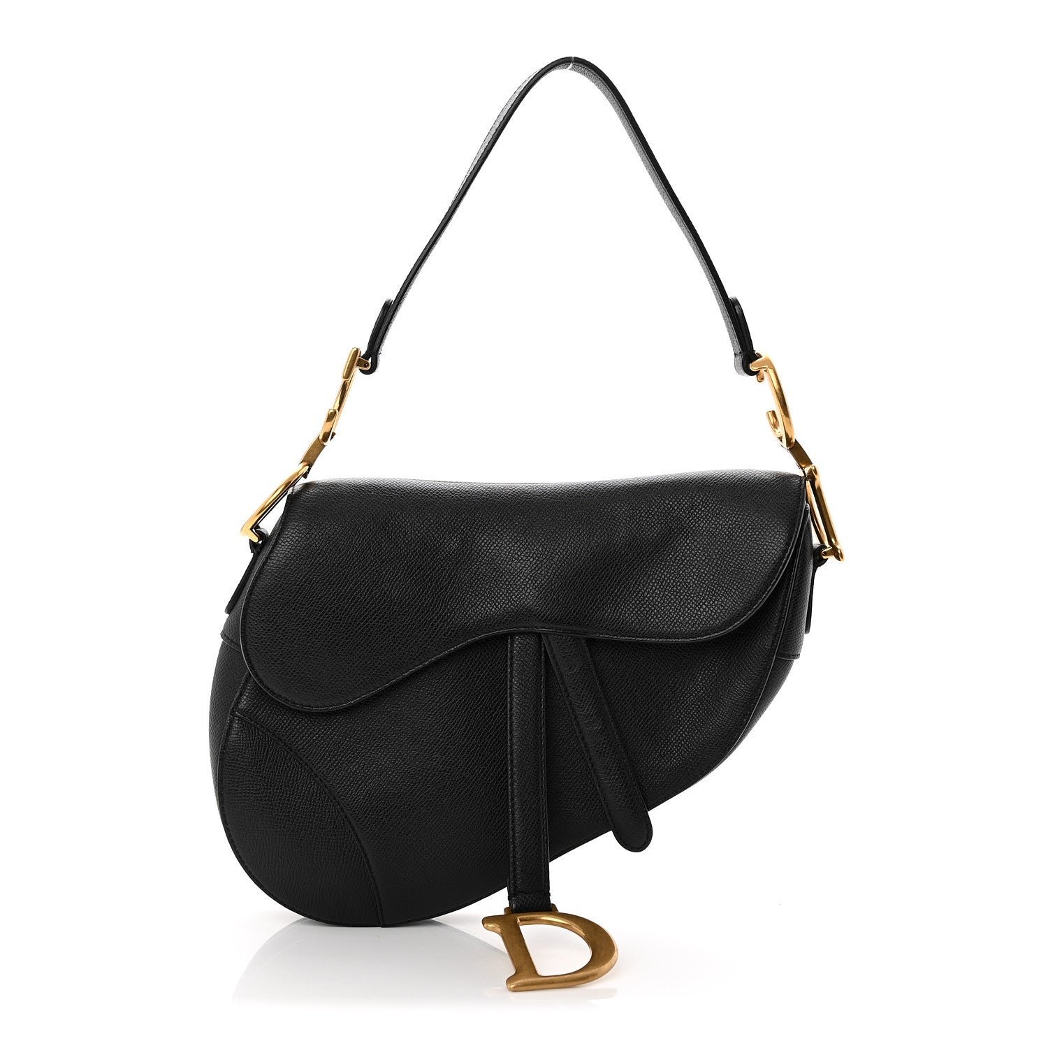 Christian Dior Grained Calfskin Saddle Bag Black