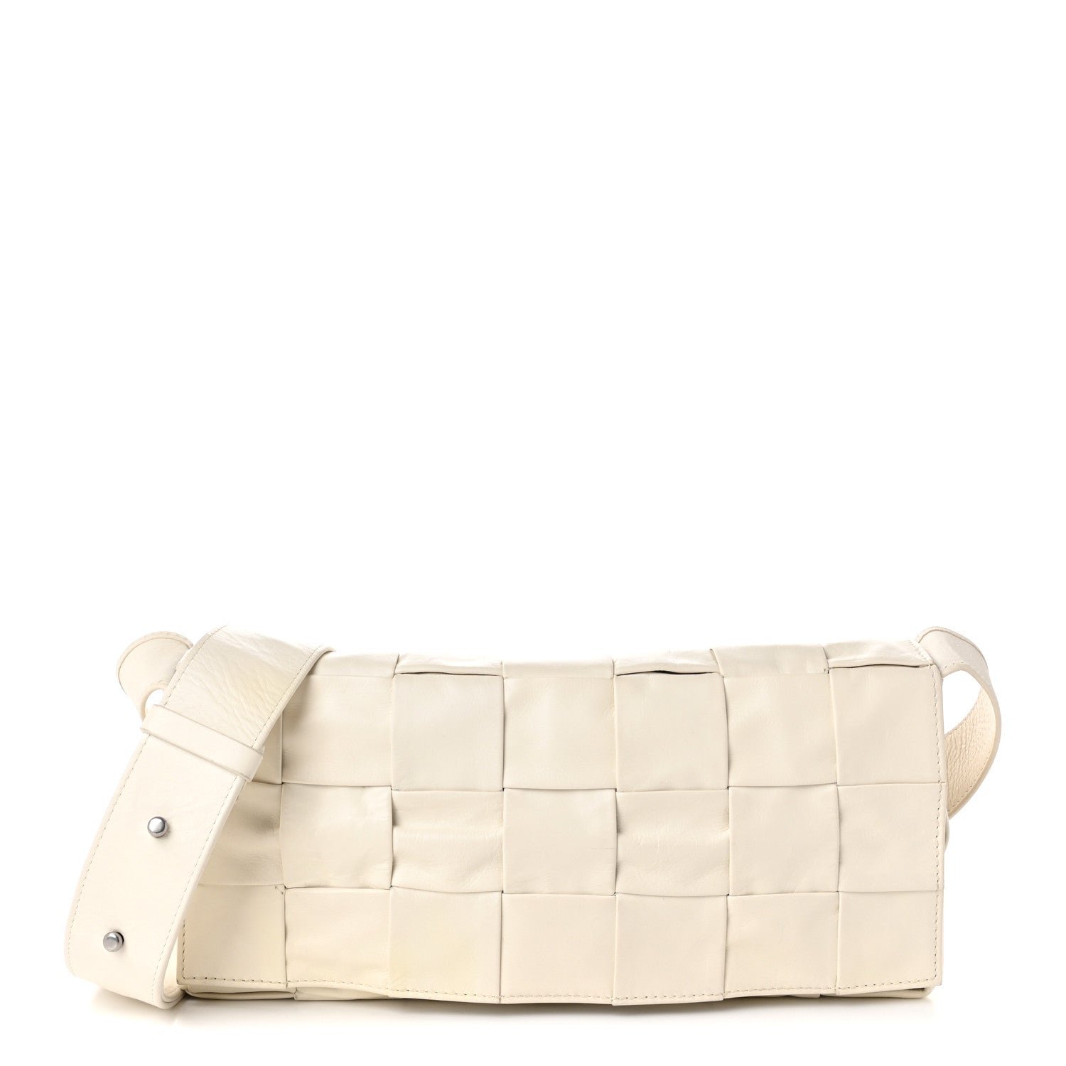 Bottega Veneta Paper Calfskin Intrecciato Stretch Cassette Shoulder Bag White
