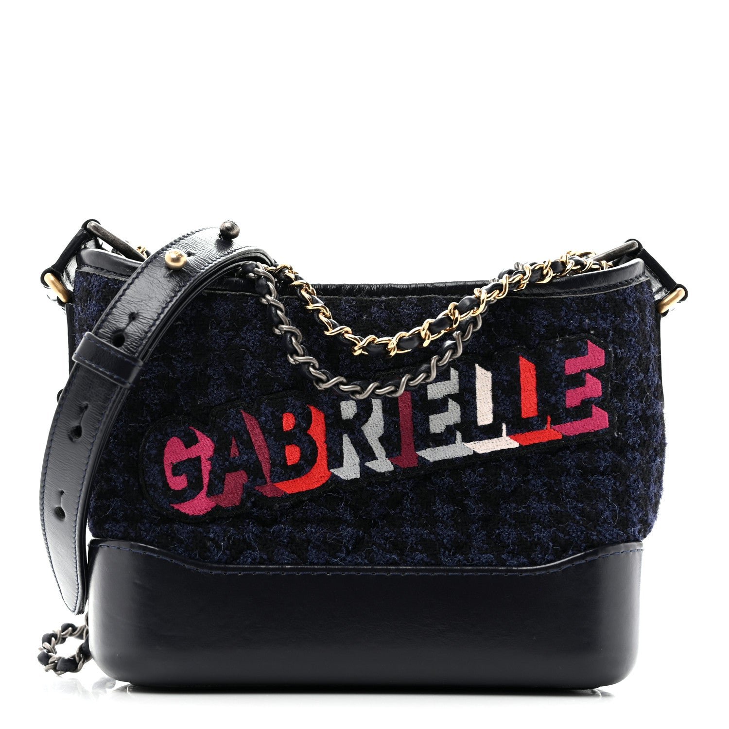 Chanel Wool Calfskin Quilted Small Gabrielle Hobo Black