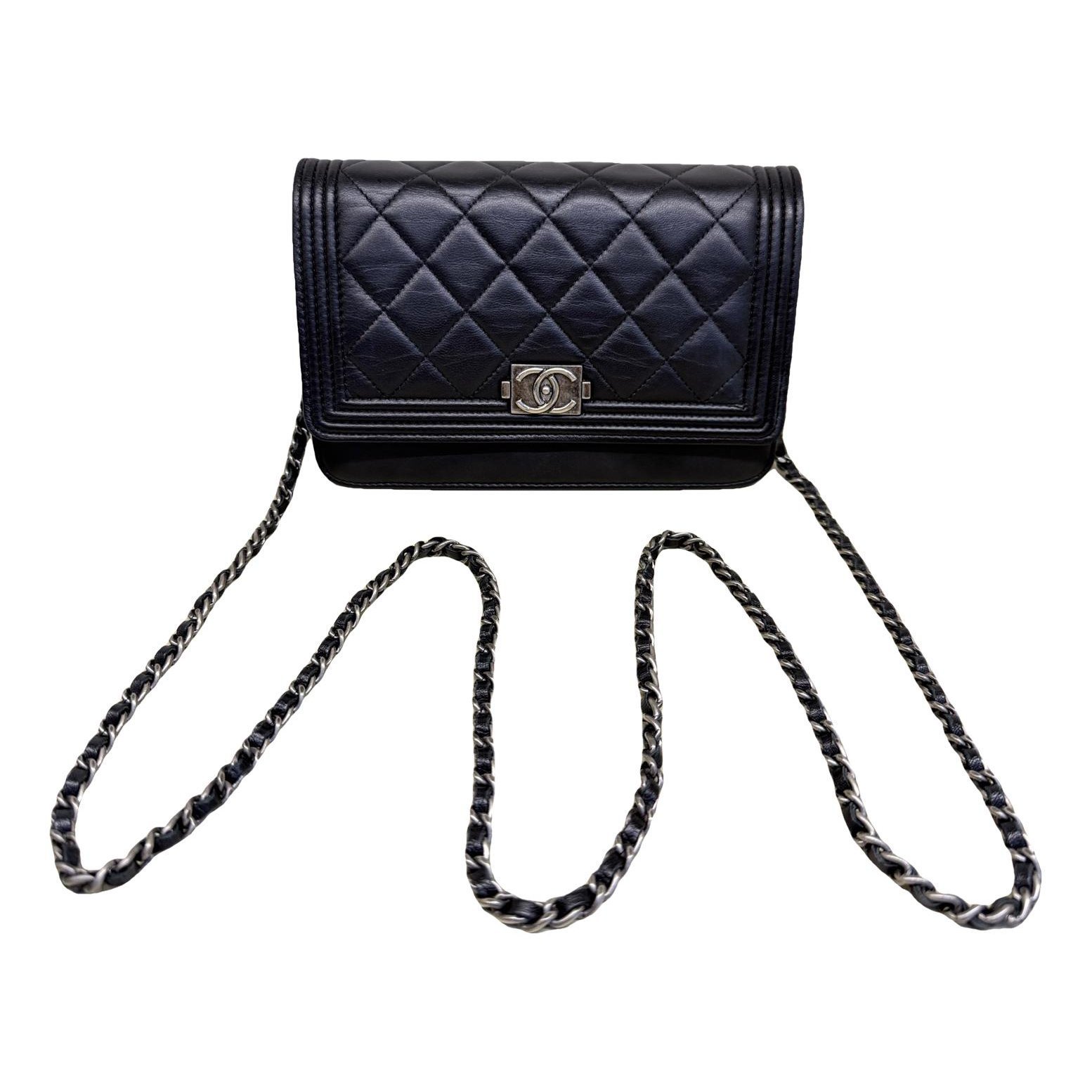 Wallet On Chain Boy Half Flap leather crossbody bag