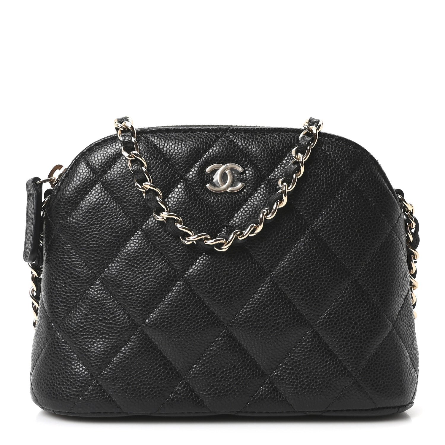 Chanel Caviar Quilted Mini Classic Clutch With Chain Black