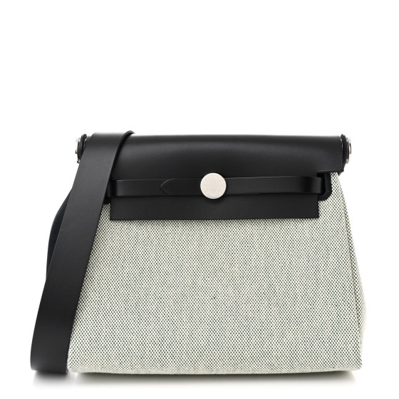 Hermes Military Toile Vache Hunter Herbag Zip Retourne 20 Ecru Vert Moyen Black