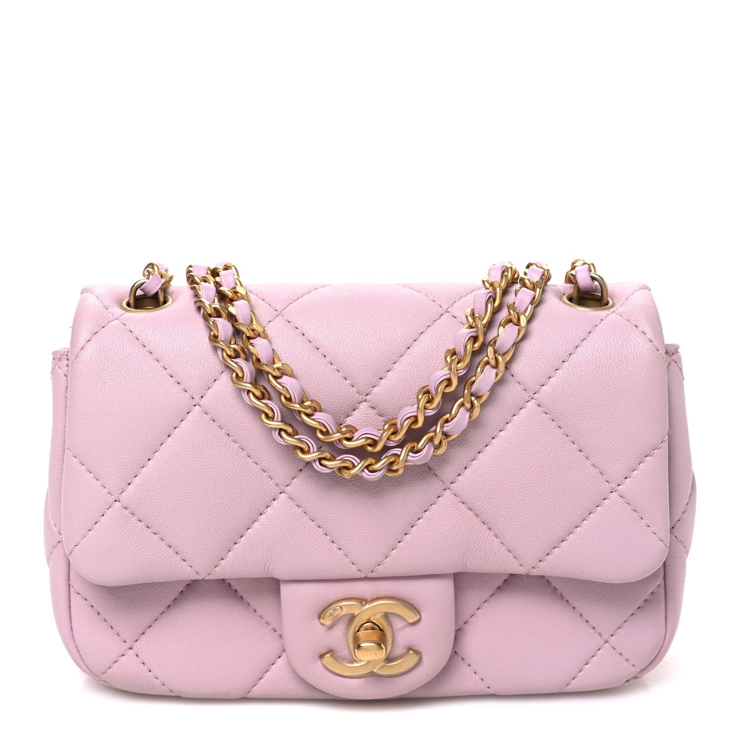 Chanel Lambskin Quilted Pearl Small Flap Lilac