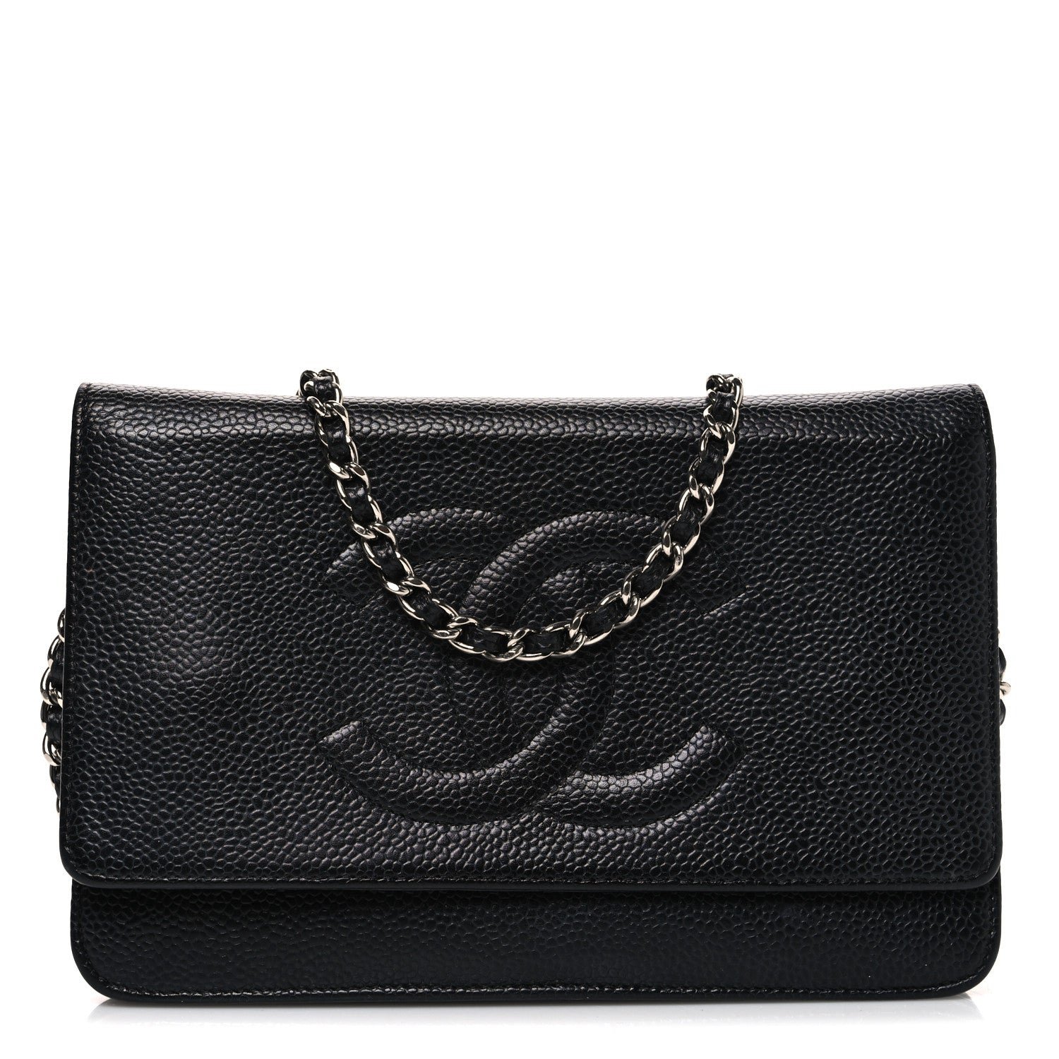 Chanel Caviar Timeless CC Wallet On Chain WOC Black