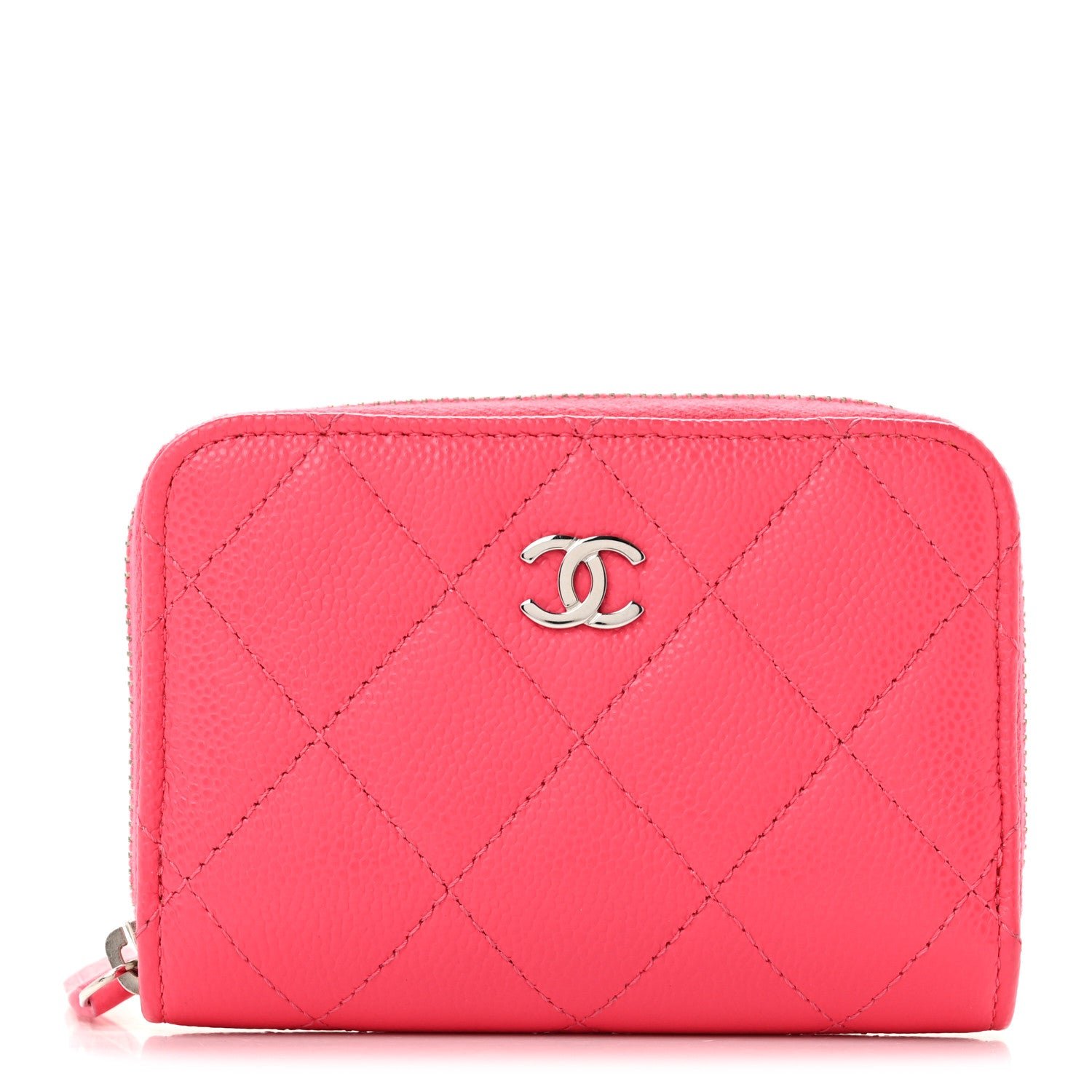 Chanel Caviar Quilted Zip Coin Purse Pink