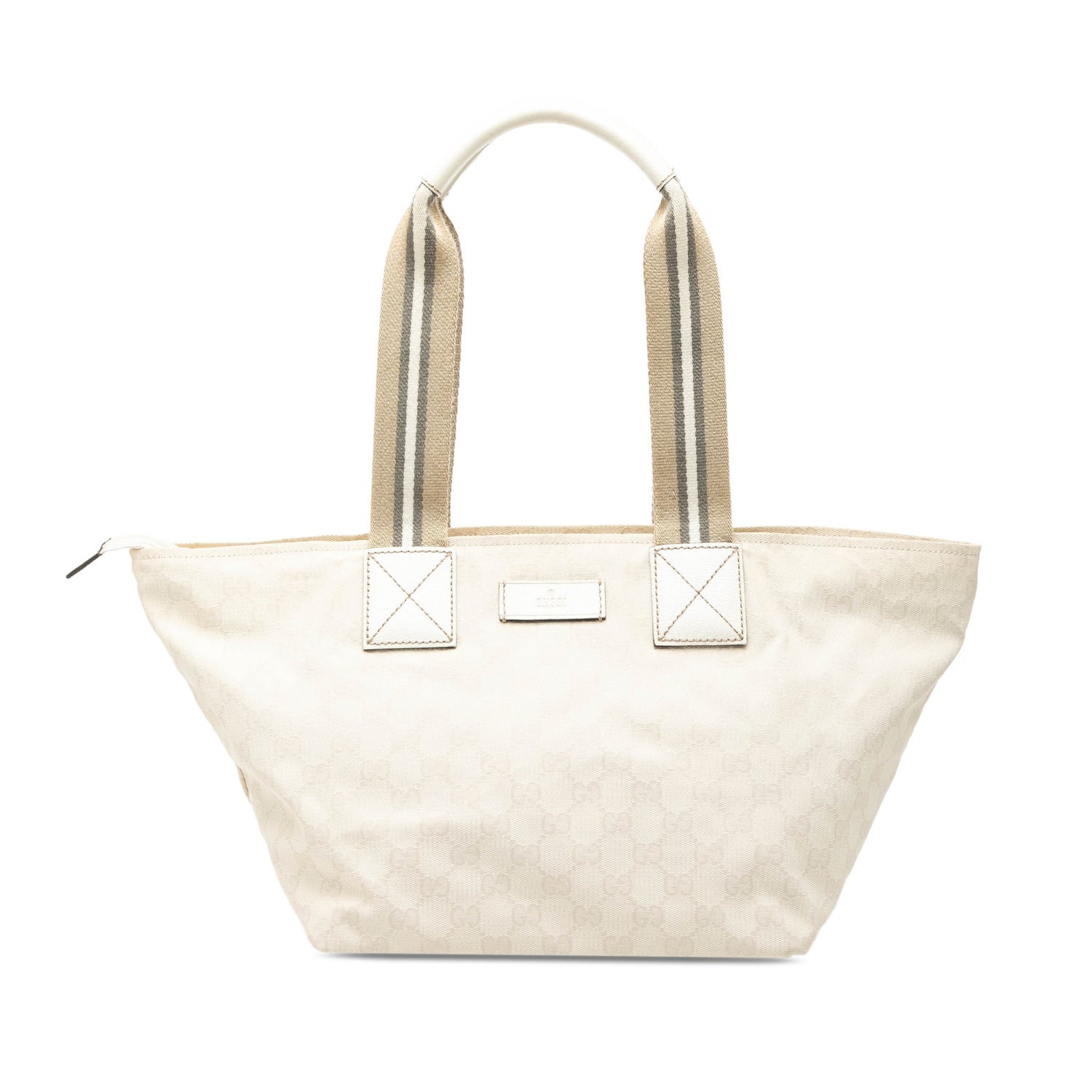 Calf Leather GG Canvas Web Tote