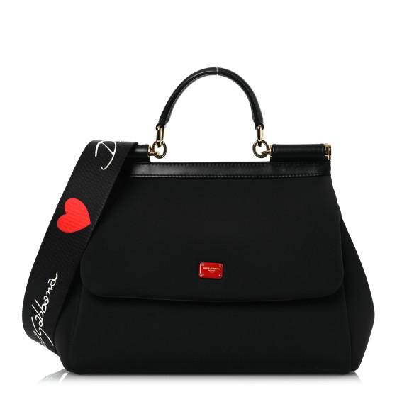 Dolce & Gabbana Neoprene Medium Miss Sicily Satchel Black