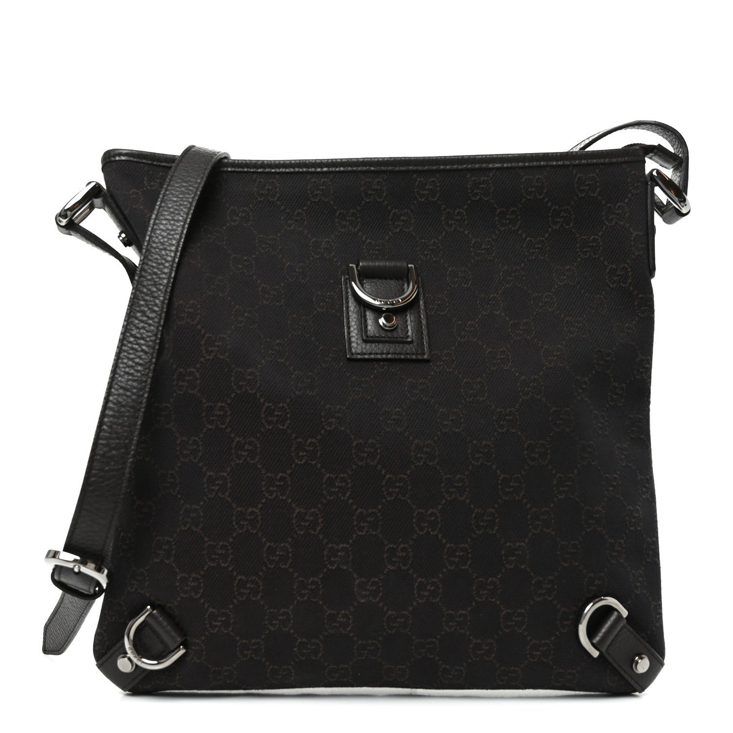 Gucci Denim Monogram Abbey Messenger Bag Dark Brown